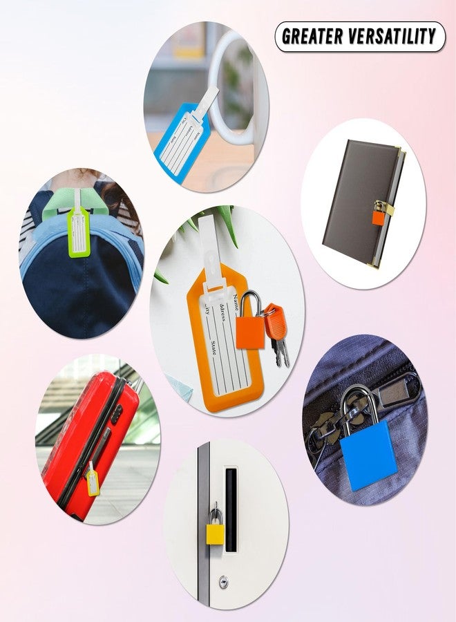 Koceci 8 Pack Luggage Locks with Key+8 Pack Travel tag, Luggage Tags for Suitcases Bag Tags Name Tags, Mini Padlocks Multicolor Durable Locks for Suitcases Backpacks Boxes Cabinet and Laptop Bags (Colorful) - Image 4